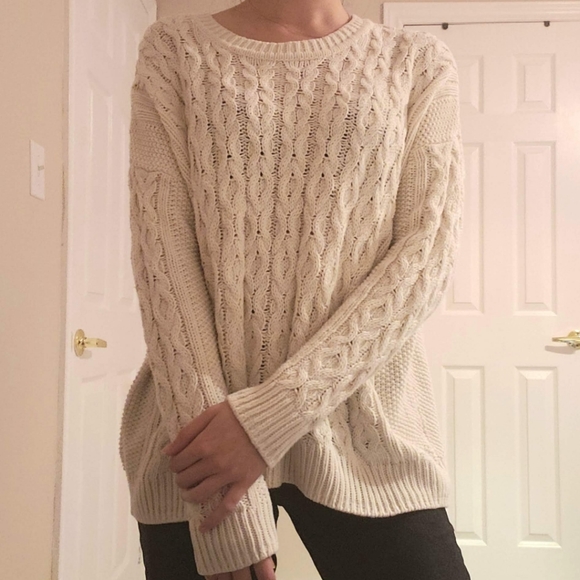 hi low cable knit sweater - Picture 2 of 6